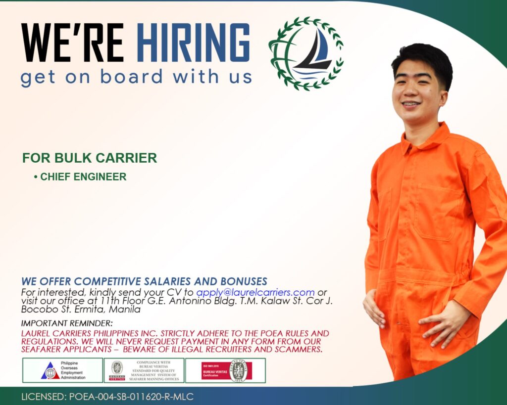 HIRING CREWS ON BULK CARRIER & SUPPLY VESSEL OF LAUREL CARRIERS - SEAMAN  APPLYAN